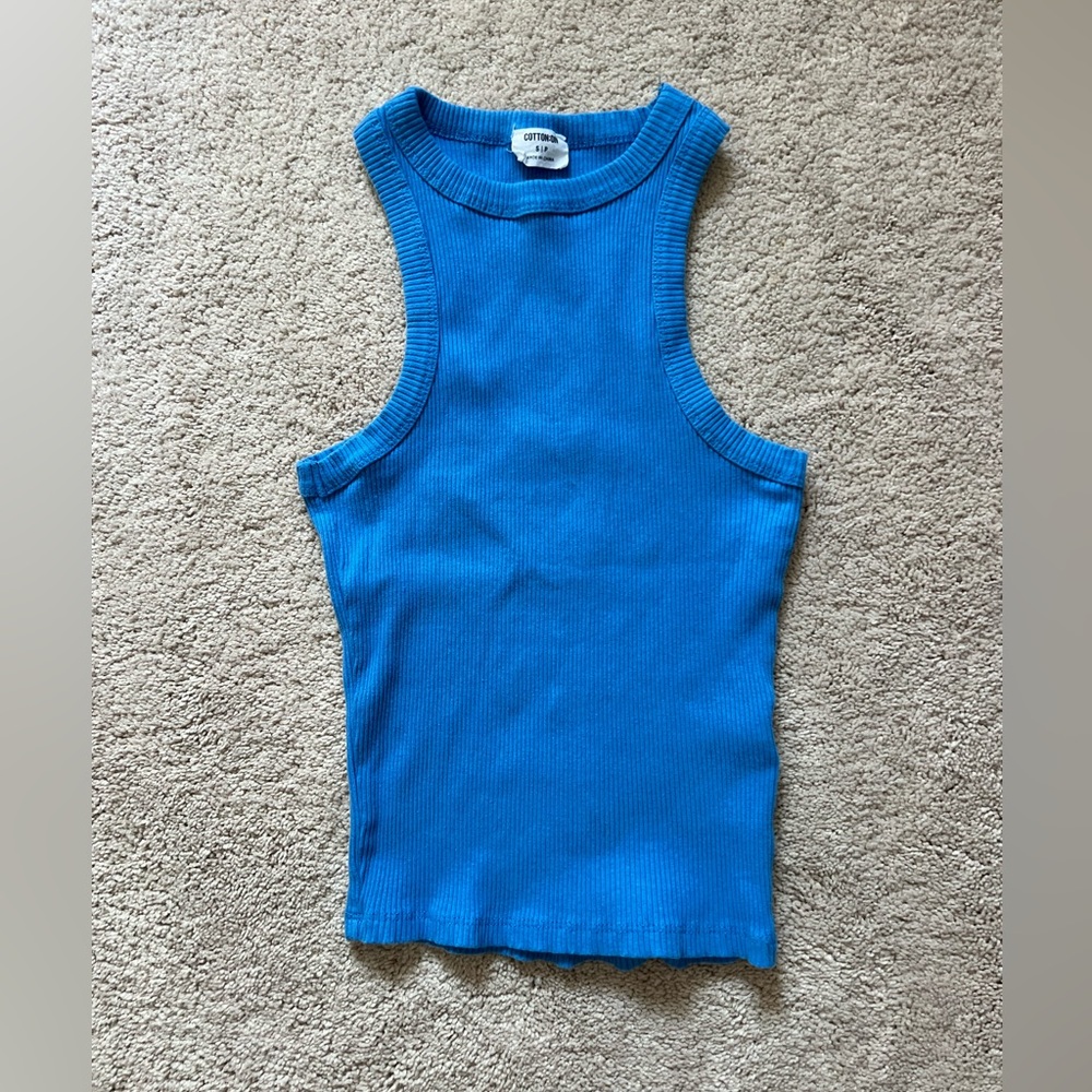 Cotton On high neck tank top in cobalt blue. Size Small